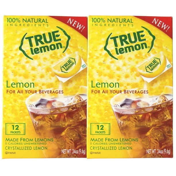 True Lemon LEMON Flavor Drink Mix, 12Packets (Pack of 2) SugarFree LowCalorie GlutenFree