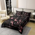 thumbnail image 2 of Pink Black Pastel Duvet Cover, Geometric Neon Square Bedding Set Twin Size for Bedroom, Stereoscopic Geometry Grid 100% Cotton Comforter Cover Modern Abstract Reversible Quilt Cover, 2 of 5