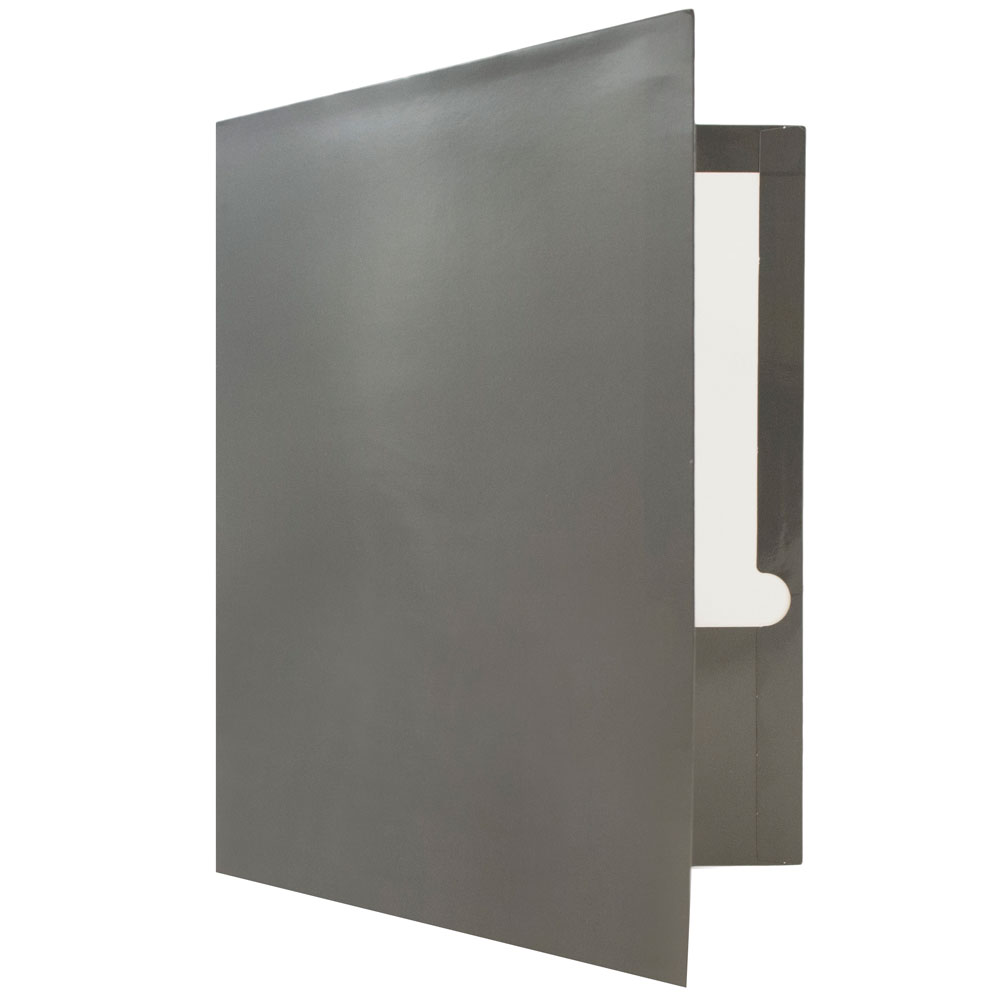 JAM Paper Glossy Two Pocket Folders, Gray, 25 per Pack