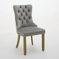 thumbnail image 3 of Set of 2 High-end Tufted Dining Chairs, Solid Wood Frame, Velvet Upholstery, Golden Wood Legs, Nailhead Trim, Milky White, 3 of 9