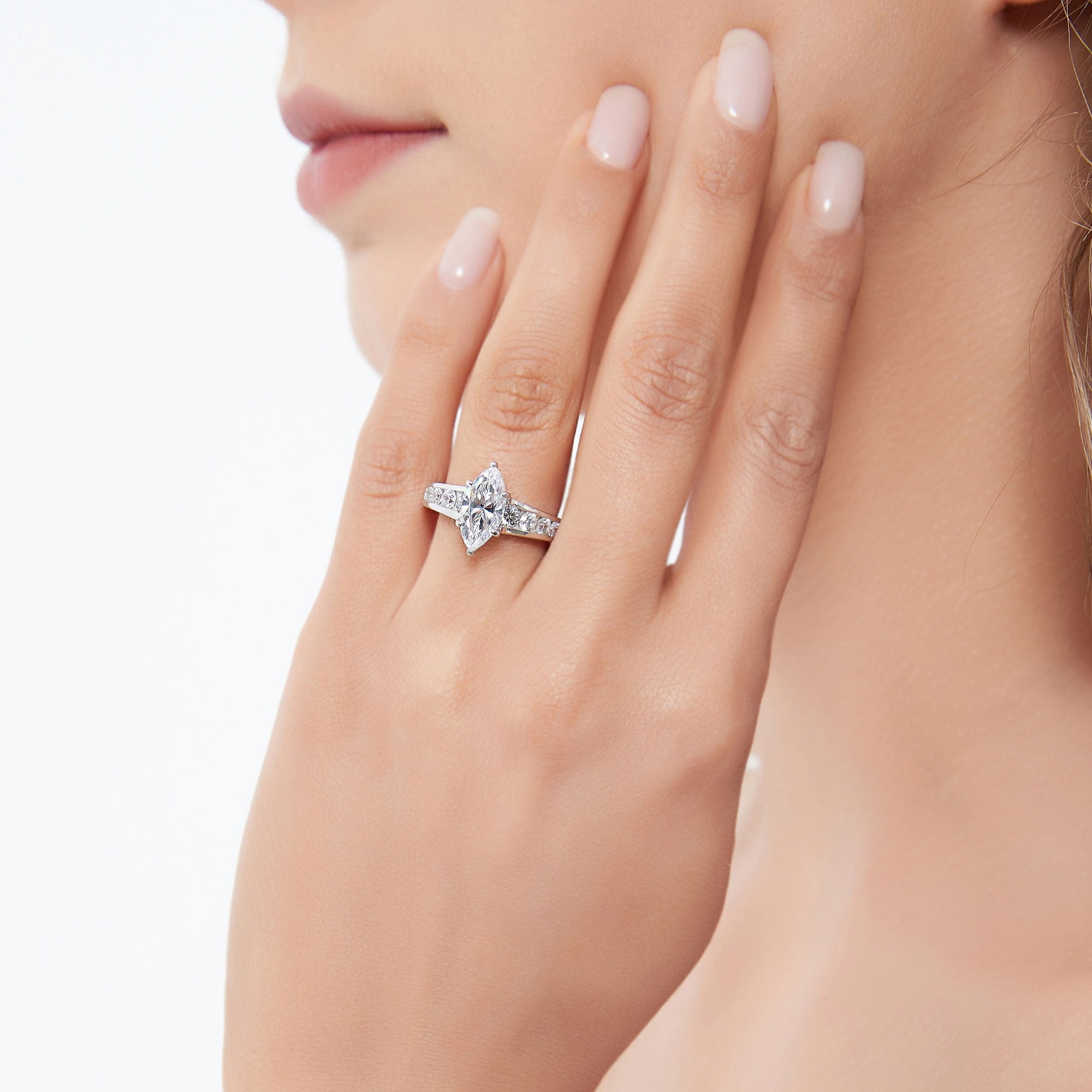 BERRICLE Sterling Silver Solitaire Wedding Engagement Rings 1.6 Carat Marquise Cut Cubic Zirconia CZ Promise Ring for Women, Rhodium Plated Size 7