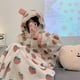 thumbnail image 4 of Pijama de mujer de forro polar coral de invierno engrosado con forro polar de franela camisón suelto para usar en casa camisón de oso con capucha larga, 4 of 6