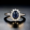 thumbnail image 2 of Sterling silver lab created blue sapphire & halo set cubic zirconia ring, 2 of 4