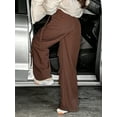 thumbnail image 5 of Women's High‑Waisted Brown Wide‑Leg Workwear Joggers – Multi‑Pocket, Y2K Streetwear, Plus Sizes, 5 of 7
