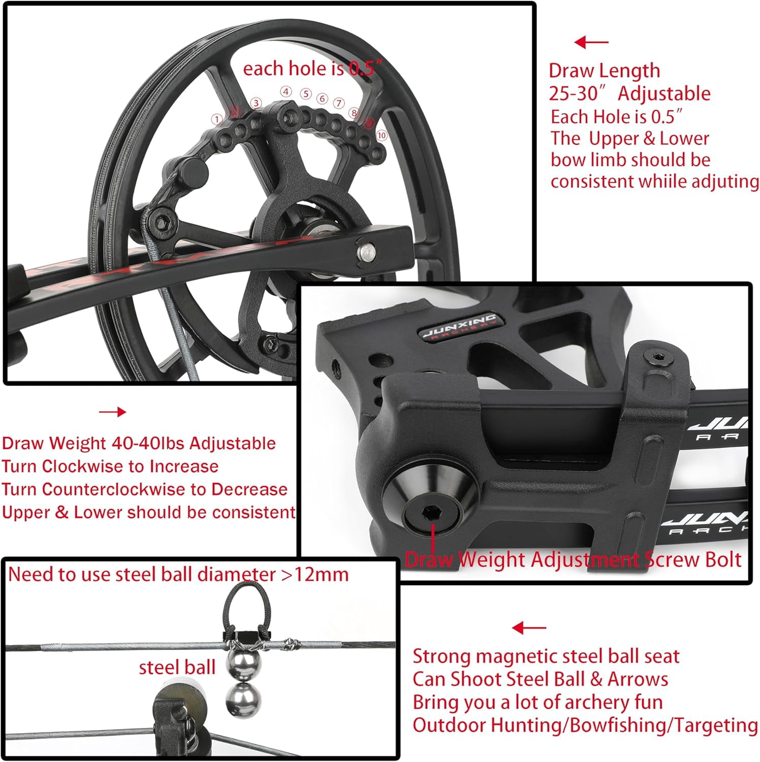 JUNIXNG M109EA Compound Bow Dual-use for Arrows and Steel Ball,Hunting Bows,40-70lbs Adjustable,Short-Axis Compound Bow Set for Archery Outdoor Hunting Target Shooting Bow Fishing