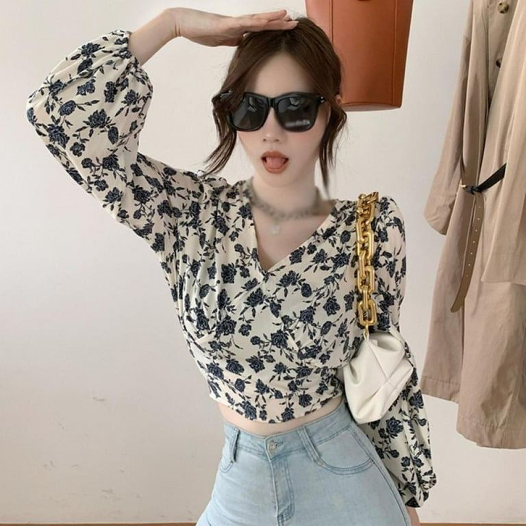 korean floral blouse