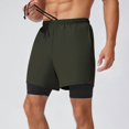 thumbnail image 5 of Men's 2 in 1 Running Shorts Quick Dry Gym Athletic Workout Shorts for Men with Phone Pockets Green M, 5 of 8