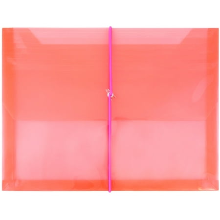 UPC: 0639767365888 | JAM Plastic Elastic Envelopes  9.8x13x2.6  Red  2 5/8 Expansion  12/Pack