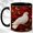 Black, variant on White Dove Coffee Mug, Red Mosaic Bird Mug, Ceramic 11 oz
