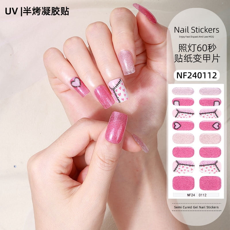 Gel nail stickers UV second generation semi-baked semi-cured nail stickers-NF240112