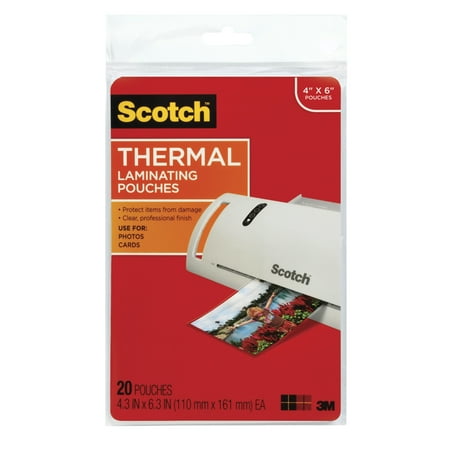 Scotch Premium Thermal Laminating Pouch 20 Pack, 4 x 6 Inch