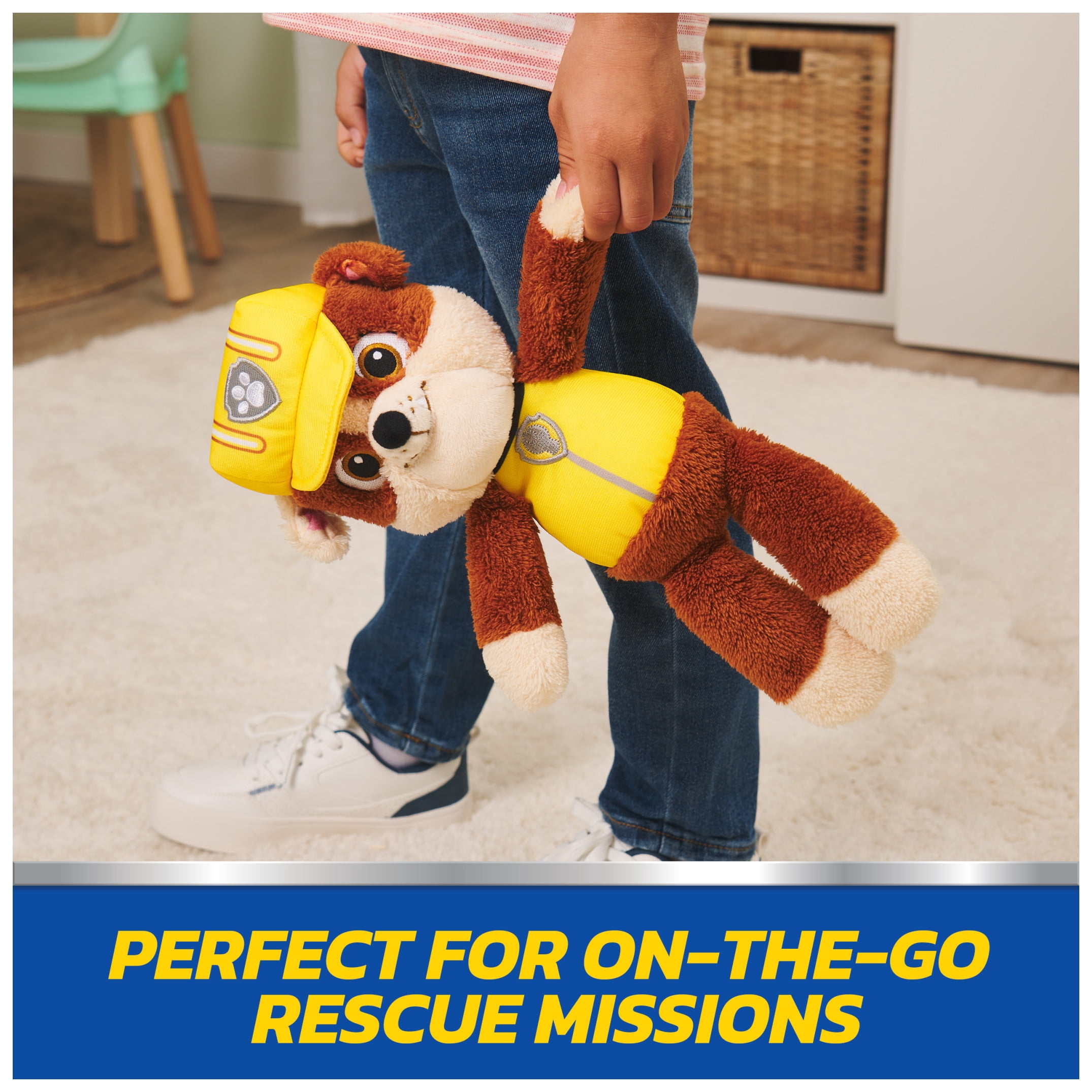 GUND PAW Patrol Official Rubble Take Along Buddy Plush Toy, Premium Stuffed Animal for Ages 1 & Up, Yellow/Brown, 13”