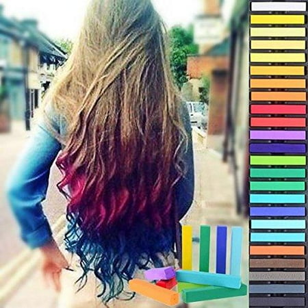 HAIRCHALKIN 36 Colors Temporary Hair Chalk Set - Non-Toxic Rainbow Colored Dye Pastel Kit