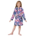 thumbnail image 6 of FORMRS Niños Bathrobe Unisex Hooded Robe Soft Plush Pajamas Sleepwear, Size 2-3T, Colorful Art Flowers, 6 of 7