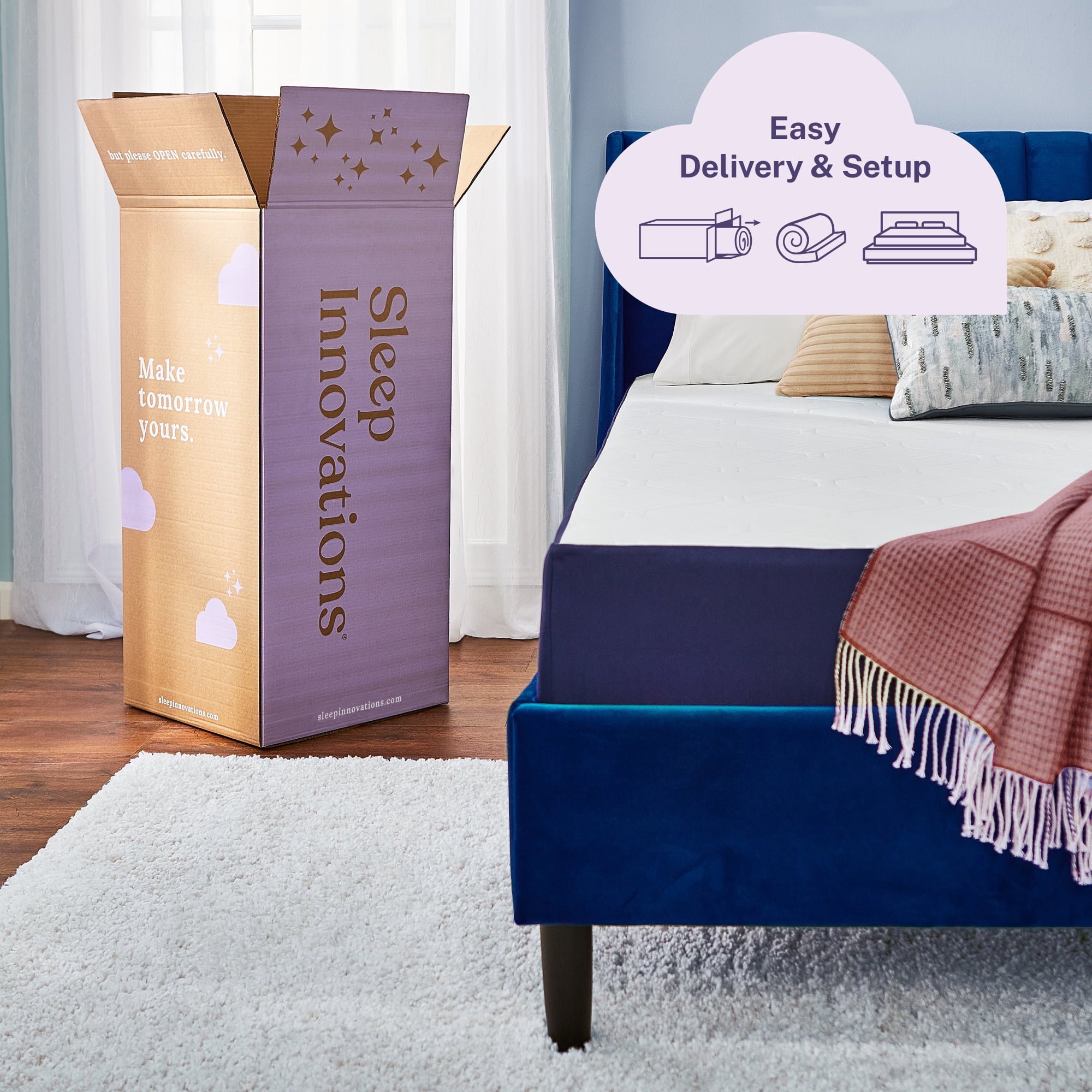 Sleep Innovations Arlo Cooling Firm Support Foam Mattress, 10 Inch Bed in a Box, Twin Size