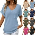 thumbnail image 2 of Npasoilc Summer Short Sleeves for Women V-Neck Tops T-Shirt Casual Loose Blouses Pullover, 2 of 8