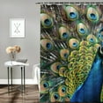 thumbnail image 2 of Orinice Peacock Feathers Bathroom Decor Set Colorful Luxurious Graphic Print Polyester Fabric Fashion Shower Curtain Set with Hooks 36x72, 2 of 7