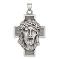 thumbnail image 4 of Sterling Silver Hollow Satin Antiqued Jesus Cross Medal Pendant, 4 of 5