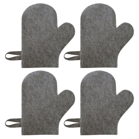 UPOUART 4Pcs Heat Insulation Sauna Tools Exfoliating Gloves Grey Felt for Spa