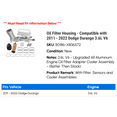 thumbnail image 2 of Oil Filter Housing - Compatible with 2011 - 2022 Dodge Durango 3.6L V6 2012 2013 2014 2015 2016 2017 2018 2019 2020 2021, 2 of 3