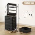 thumbnail image 3 of GUNAITO Nightstand with Charging Station & LED Light, 4 Fabric Drawers & 3 Shelves Bedside Table, Modern End Table for Bedroom,Deke Black, 3 of 8