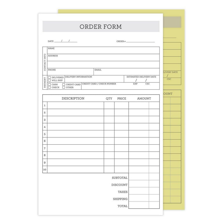 Order Slip (5Pads) - With Duplicate