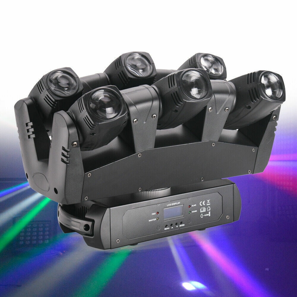 Miumaeov Moving Head Light LED RGBW Portable Stage Light Strobe Party Beam DJ Lighting 6 LEDs Heads X 10W RGB Stage Lighs with DMX Control for Wedding Disco Dj Party