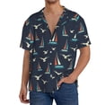 thumbnail image 7 of Lsque Sailboat And Seagull print Men's Cuban Collar Short Sleeve Shirt Summer Beachwear Casual Button Down Fashionable Vacation Leisure Shirt-3X-Large, 7 of 7
