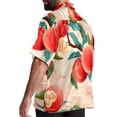 thumbnail image 3 of Peach Men's Casual Printed Poplin Short Sleeve Button Down Beach Shirt with Spread Collar Top, 3 of 6