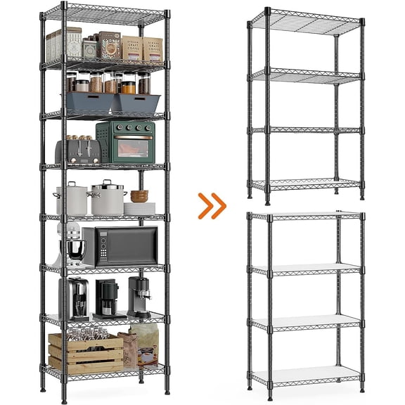 14"*24"*80" Pantry Wire Shelves 8 Tier Storage Shelving Units Carbon Steel Rack