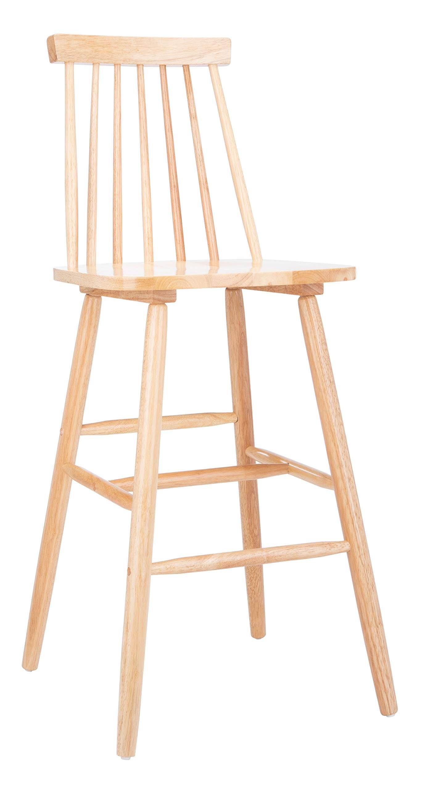 SAFAVIEH Beaufort Solid Spindle Back Bar Stool with Footrest, Natural