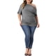 thumbnail image 2 of Blusas casuales de una sola manga y manga corta para mujeres de tallas grandes Agnes Orinda 2X gris, 2 of 5