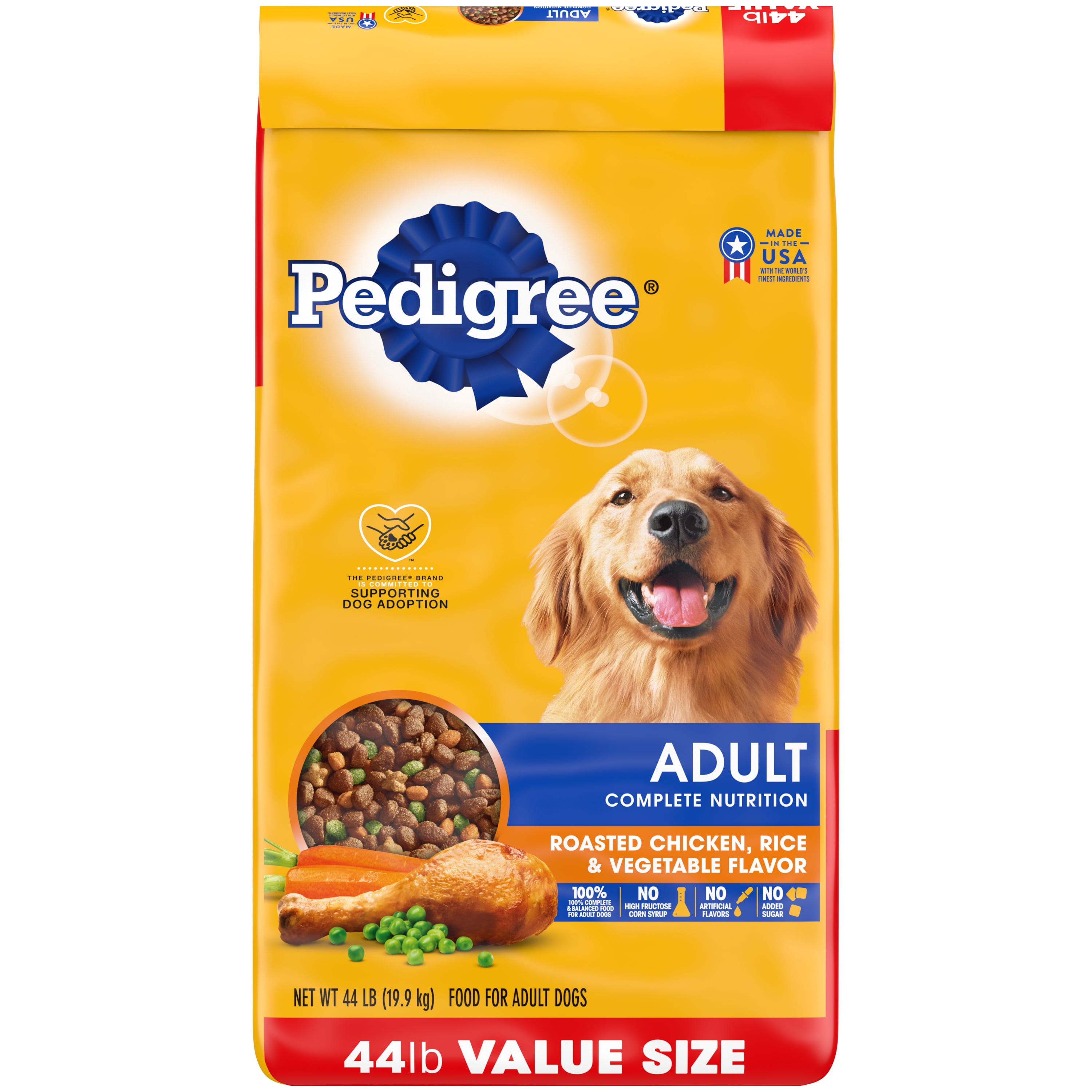 Pedigree Complete Nutrition Roasted Chicken, Rice & Vegetable Dry Dog Food for Adult Dog, 44 lb. Bag