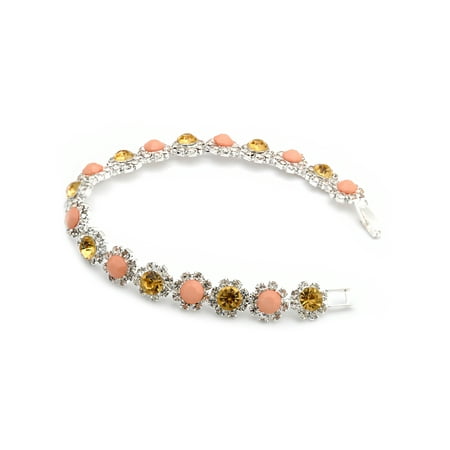 - Wedding Bracelet Silver Plated Light Colorado Topaz Opaque White Stone Inserts Bracelet