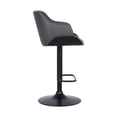thumbnail image 3 of 44" Gray Faux Leather And Iron Swivel Adjustable Height Bar Chair, 3 of 3