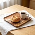 thumbnail image 6 of Linnome Solid Wood Serving Tea Tray Natural Brown Wooden Platter Raised Lip Cup Snack Fruit Display Board For Living Room Decor, 6 of 6