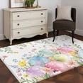 thumbnail image 3 of 3'x5' Rug for Living Room Bedroom, Easter Eggs Washable Area Rugs Non-Slip Carpet Mats, Country Wildflower Spring Watercolor Botanical Indoor Low Pile Area Rug Runner for Kitchen, Mudroom, 3 of 8