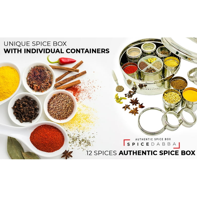 Stainless Steel Indian Spice Box , Salt Pepper Unique Design for