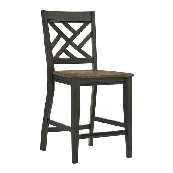 Intercon Furniture Harper Wood Lattice Back Stool in Brown/Pecan (Set of 2)