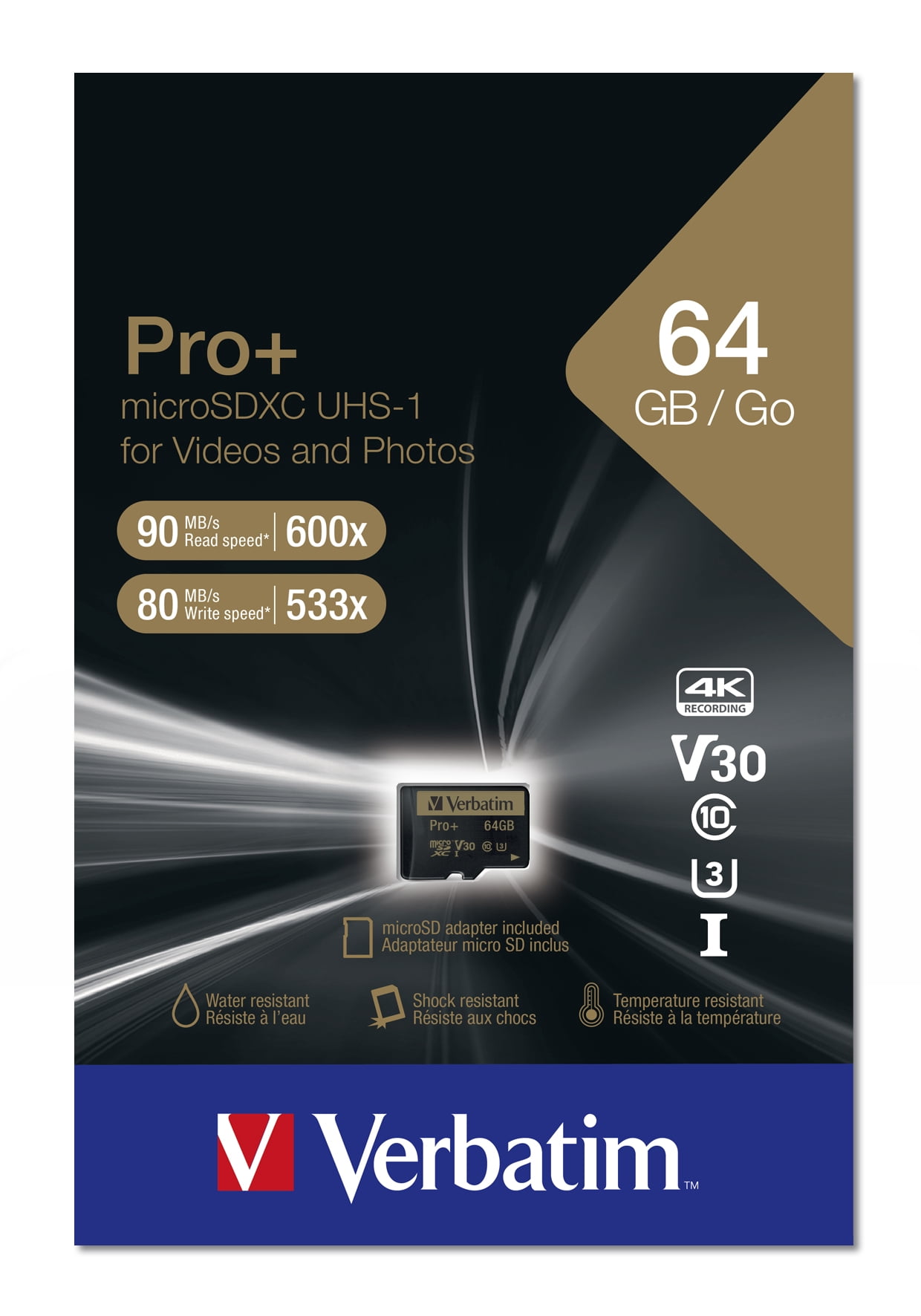 Verbatim, VER44034, Pro Plus microSDHC Memory Card, 1