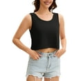 thumbnail image 4 of ATHLECHIC Summer Loose Cropped Tank Top Cotton Sleeveless Shirts Womens Casual Crop Tops L Black, 4 of 5