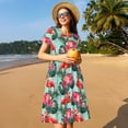 thumbnail image 4 of Disketp Palm Leaves Flamingo para Vestido de Manga Corta para Mujeres, Vestidos de Verano para Mujeres, Casual y Holgado para la Playa, 4 of 6