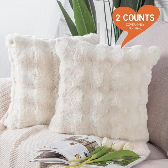 H&D Faux Rabbit Fur Soft Fluffy Cushion Covers