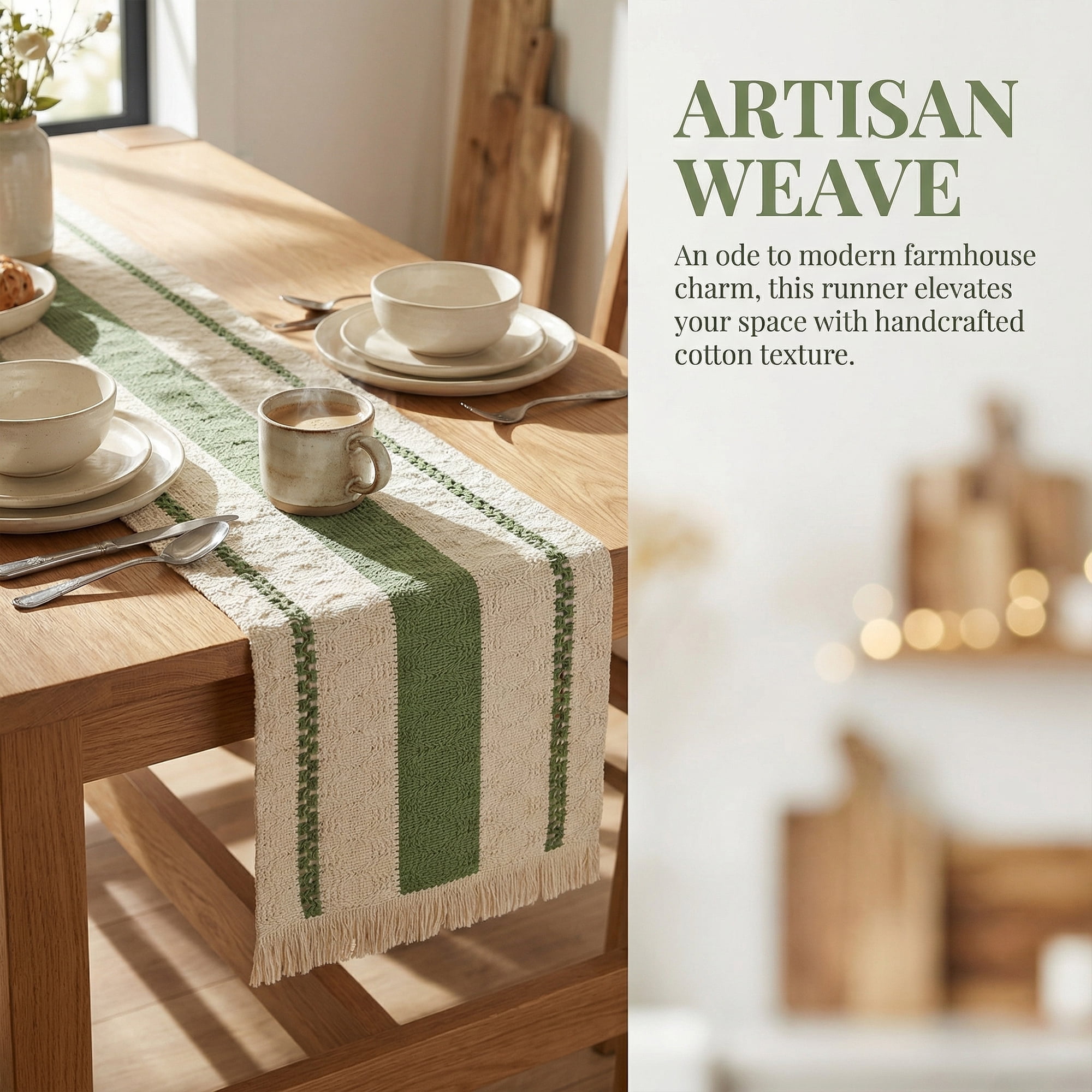 Unique Bargains Farmhouse Polyester Table Runner for Birthday Decoration Green 11.8"x63"