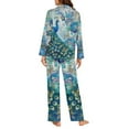 thumbnail image 6 of DISNIMO Peacock Print Women Pajama Set 2 Piece Pj Sets Long Sleeve Sleepwear with Long Pants Casual Comfy Loungewear Nightwear with Pockets, XS, 6 of 7