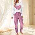 thumbnail image 2 of Valentine's Day Pajamas for Women Set Evening Lounge Womens Pajama Sets Crew Neck Soft Pj Set Elbow Sleeve Matching Pjs for Couples Purple, 2 of 7
