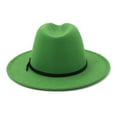 thumbnail image 3 of Unisex Wool Fedora Hat Wide Brim Belt Band Vintage Party Church Fashion Hat, 3 of 5