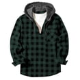 thumbnail image 6 of Men's Plaid Shirt with Chest Pocket,Button Long Sleeve Hooded Pullover Top with Drawstring,Trendy Casual Outfits, 6 of 7