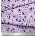 thumbnail image 3 of Soimoi Purple Heavy Canvas Fabric Floral Love Text Print Fabric by Yard 58 Inch Wide, 3 of 3