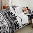 thumbnail image 3 of Erosebridal Rustic Farmhouse Aztec Queen Sheet Sets, Western Cowboy Bed Set, Gray Black, 4 Pieces 1 Flat Sheet, 1 Fitted Sheet and 2 Pillowcases, 3 of 5